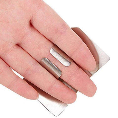 Wukusy stainless steel finger guard cutting protector for kitchen safety, designed to prevent cuts while slicing or chopping.