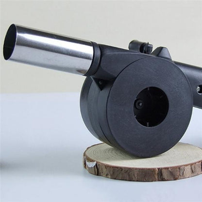 Wukusy portable hand crank air blower fan for charcoal grill and BBQ, compact kitchen tool for boosting airflow during grilling.