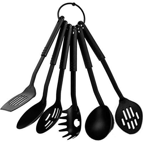 Wukusy 6-piece heat-resistant non-stick spoon tools set for cooking and baking in home and kitchen environments.