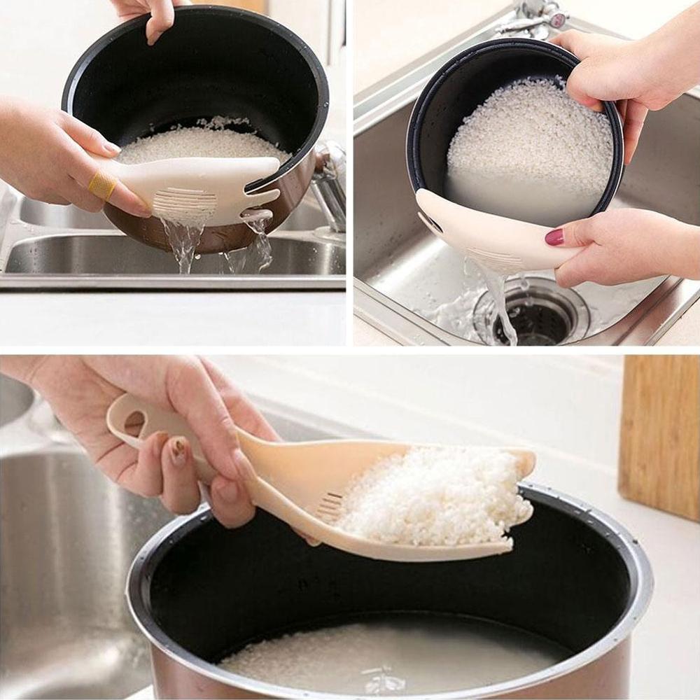 Wukusy 2309 rice sieve washer, a practical rice strainer spoon for rinsing and draining rice in the kitchen.