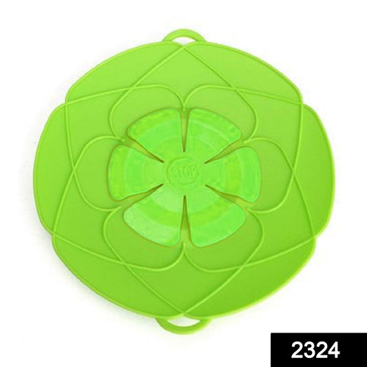 Wukusy multifunctional silicone lid cover fitting pots and pans in a home kitchen setting, flexible and heat-resistant.