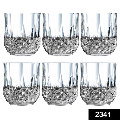 Set of 6 transparent 250ml Wukusy heavy unbreakable glasses with a stylish look for home and kitchen use.