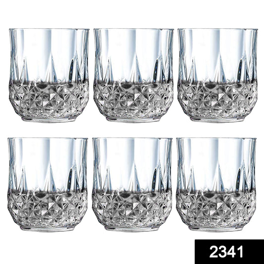 Set of 6 transparent 250ml Wukusy heavy unbreakable glasses with a stylish look for home and kitchen use.