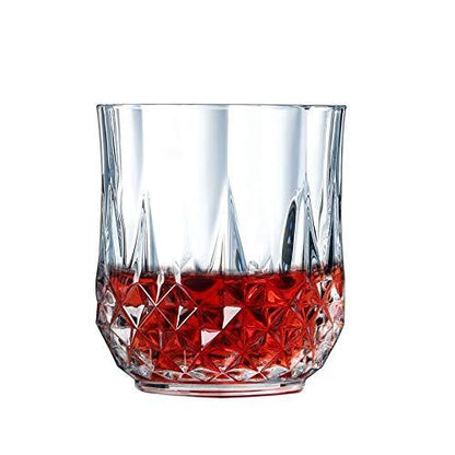 Set of 6 transparent glass drinking glasses by Wukusy, 250ml, heavy unbreakable, stylish design for home and kitchen use.