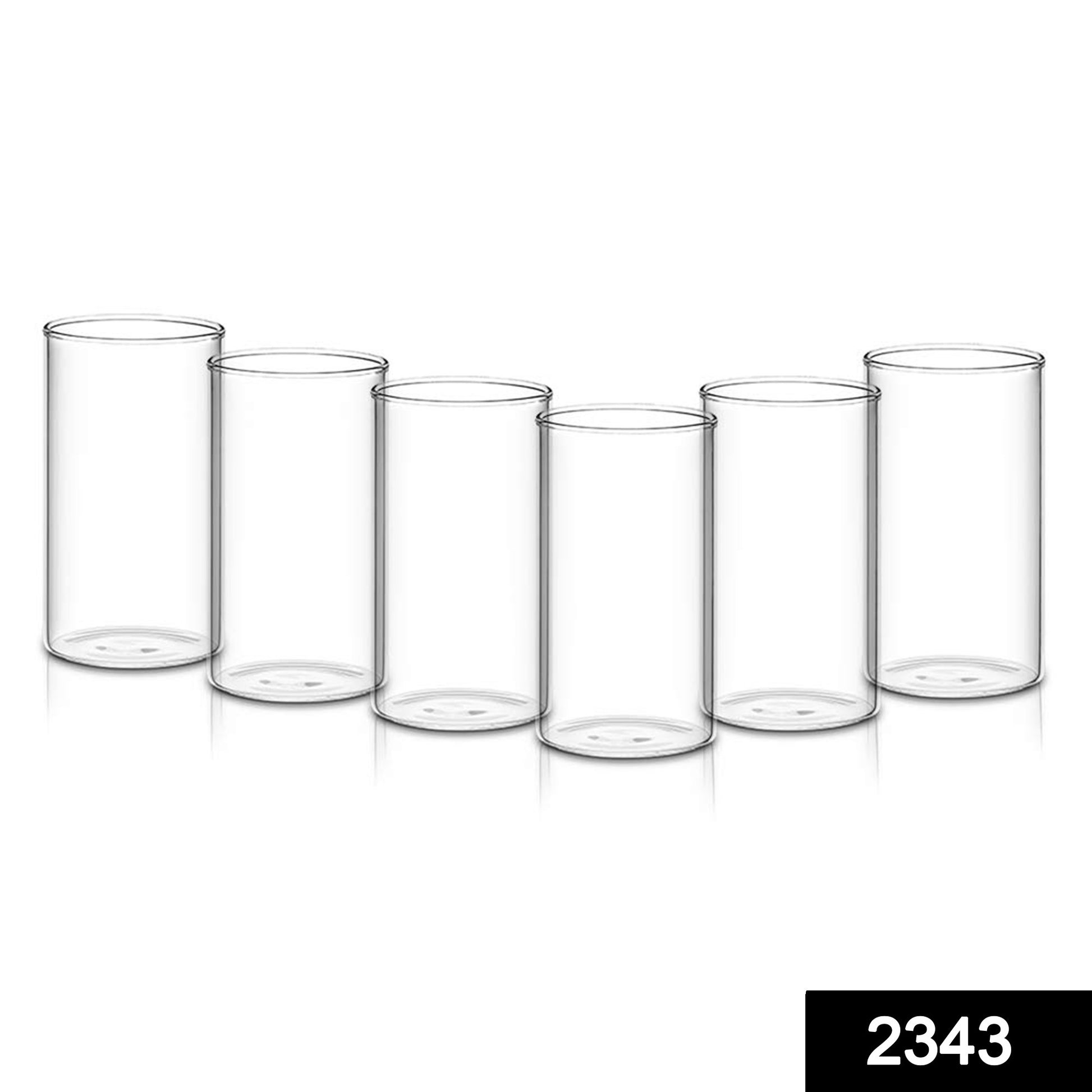 Set of 6 Wukusy heavy unbreakable clear plastic glasses, 330ml capacity, stylish fully transparent design for home and kitchen use.