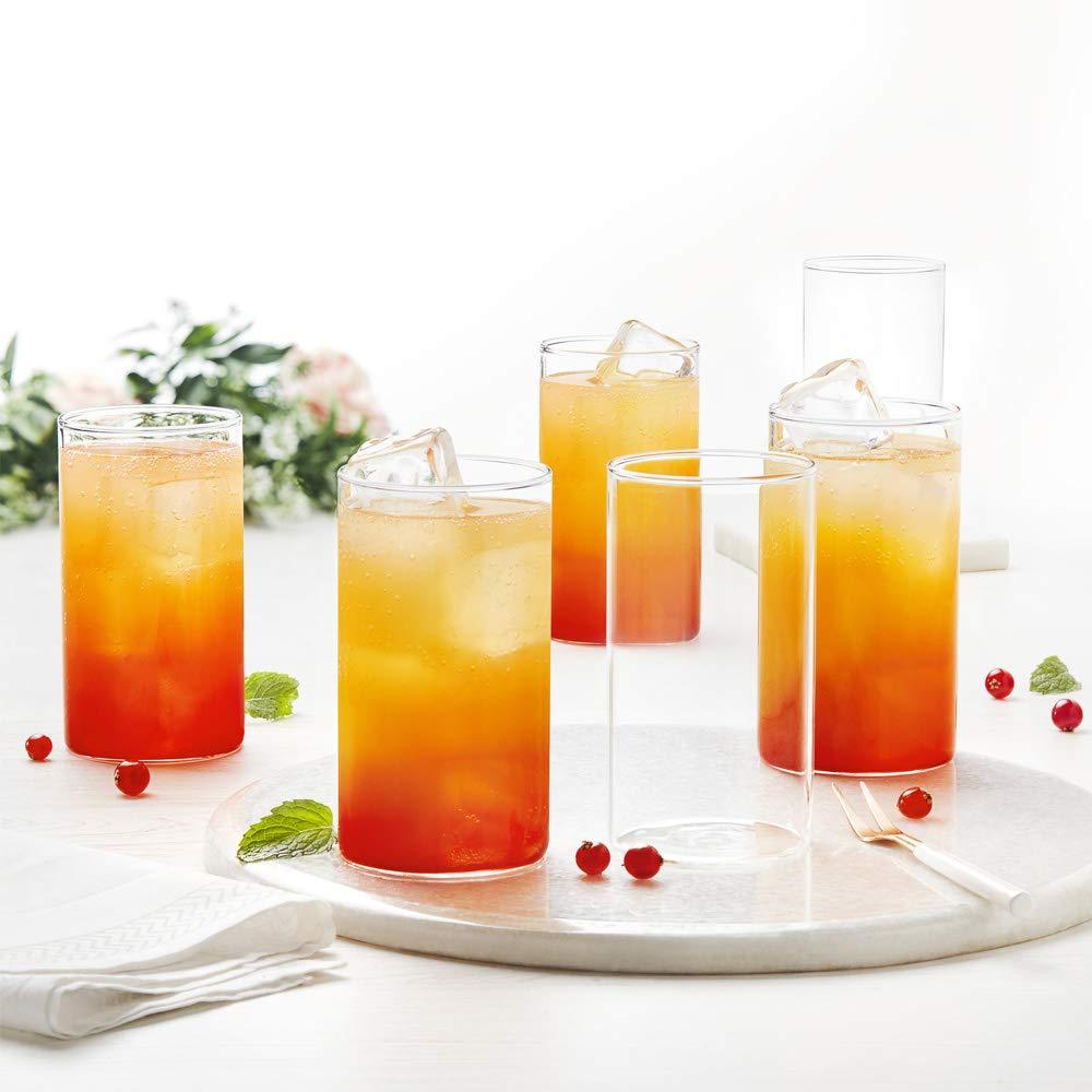 Set of 6 clear plastic glasses by Wukusy, 330ml, unbreakable, stylish, fully transparent for home and kitchen use