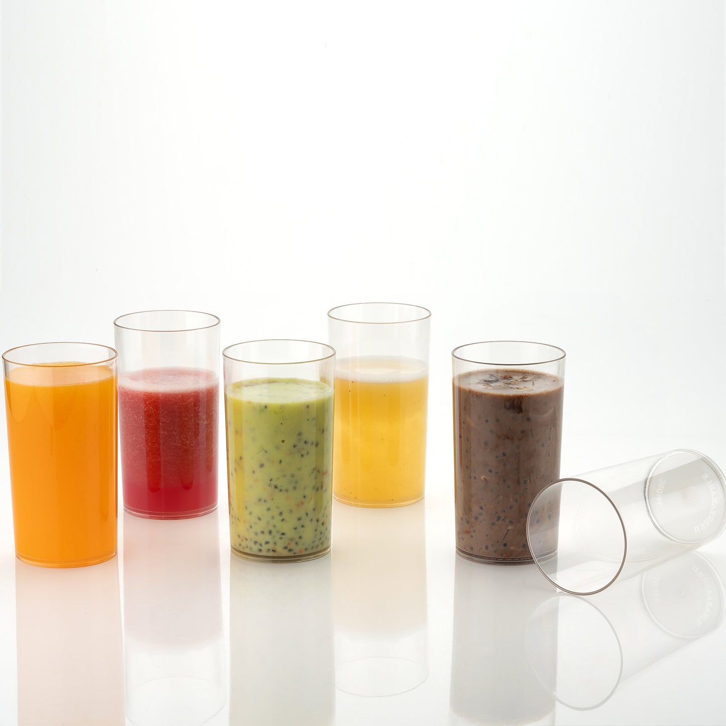 Set of 6 Wukusy heavy unbreakable clear plastic glasses, 330ml, stylish and fully transparent for home and kitchen use.