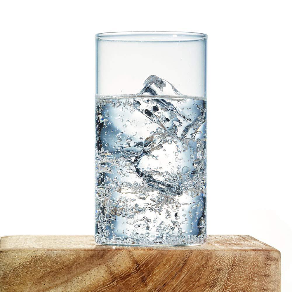 Set of six Wukusy 330ml clear plastic glasses, unbreakable and stylish with a fully transparent glass look for home and kitchen use.