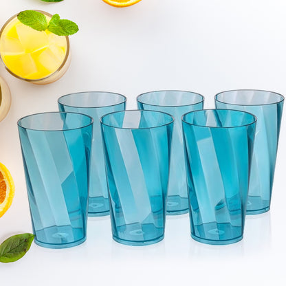 Set of 6 Wukusy 300ml transparent crystal square highball glasses for water, juice, and cocktails, stylish home barware.