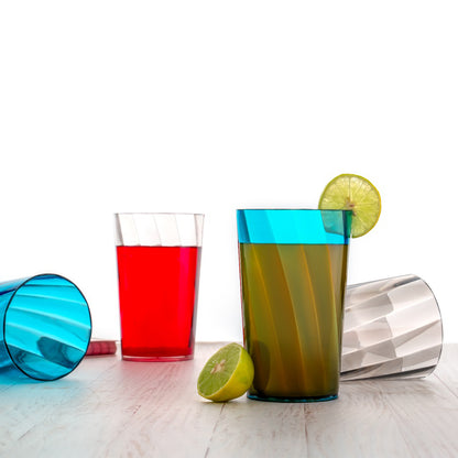 Set of six Wukusy 300ml crystal square highball glasses for water, juice, and cocktails, transparent and stylish for home use.
