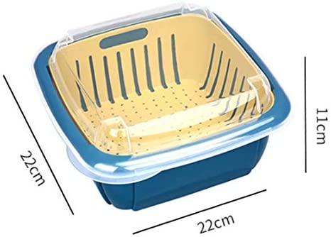 Wukusy double layer food drainer with collapsible strainers and colander for washing and draining vegetables and fruits in the kitchen.