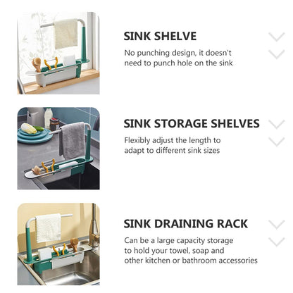 Wukusy 2370 expandable kitchen drying basket rack with multiple tiers for drying dishes and utensils in the home kitchen setting.