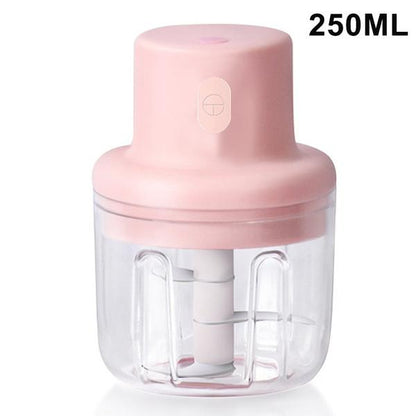 Wukusy 2374 electric mini garlic chopper, 250ml capacity, compact kitchen appliance for garlic processing, black and silver design