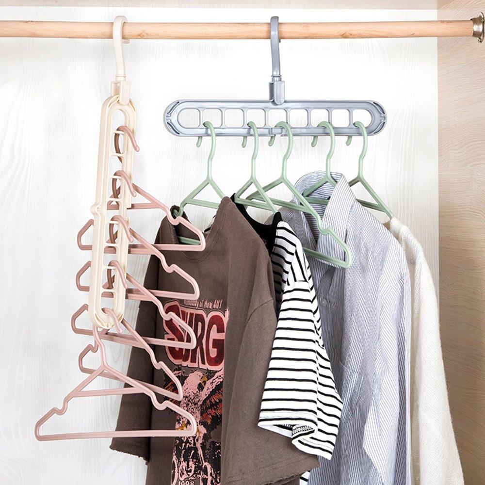 Wukusy 9-hole plastic hanger hook for indoor wardrobe, clothes organization, storage, balcony, and windowsill use.