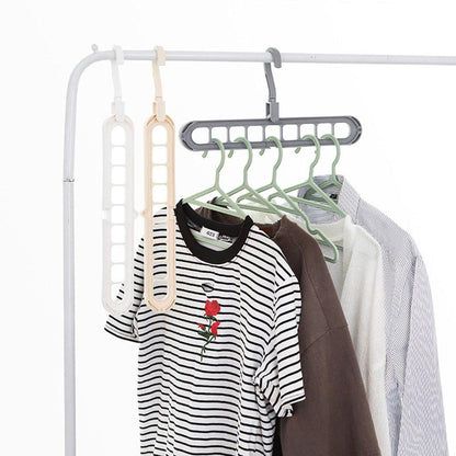 Wukusy 9-hole plastic hanger hook for indoor wardrobe, clothes organization, kitchen, balcony, and windowsill storage.