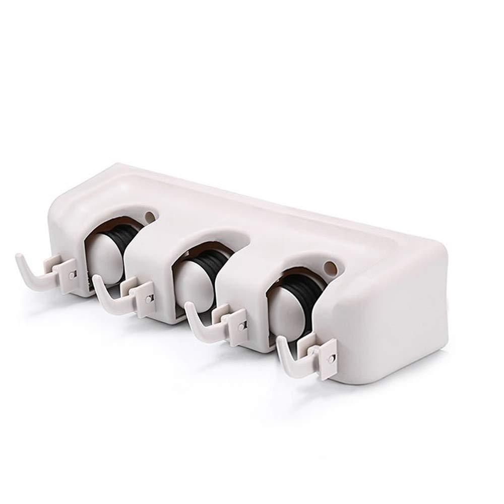 Wukusy 240 3-layer mop and broom holder, wall-mounted storage rack for home and kitchen cleaning tools.