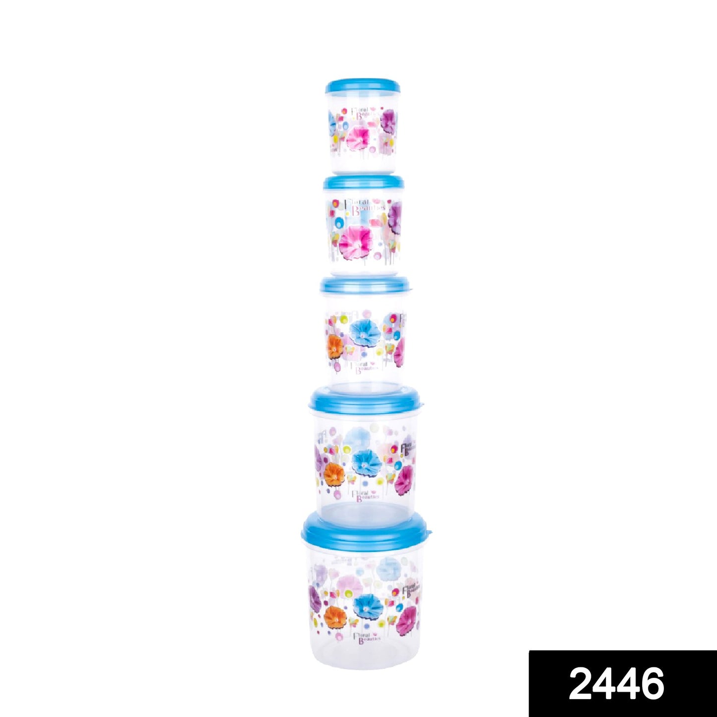 Wukusy plastic transparent airtight container set with 3000ml, 2000ml, 1000ml, 750ml, and 500ml storage jars for kitchen use.