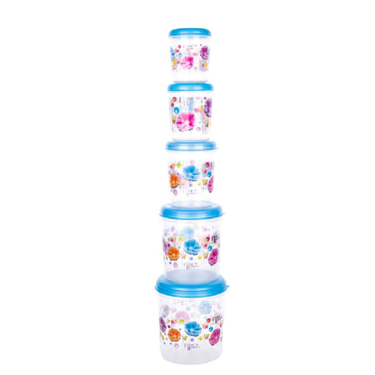 Wukusy plastic transparent container airtight dabba set with 3000ml, 2000ml, 1000ml, 750ml, and 500ml storage jars for kitchen.