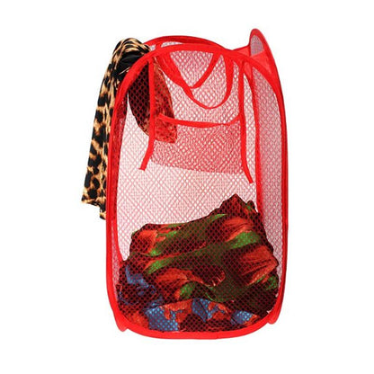 Wukusy mesh laundry hamper with foldable design, ventilation fabric, and pop-up structure for easy storage and organization.