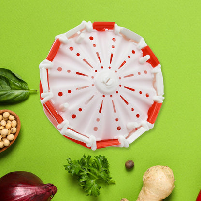 Wukusy folding fruit basket with lotus shape design, hanging stand, for fruits and vegetables, versatile home and kitchen storage.