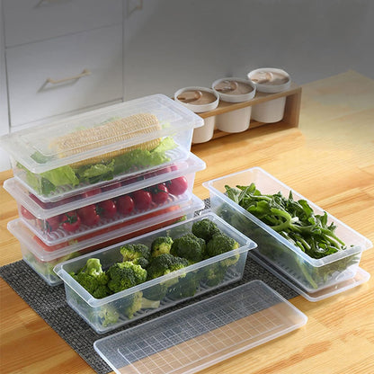 Wukusy 1500ml food storage container with removable drain plate and lid, suitable for kitchen organization and food preservation.