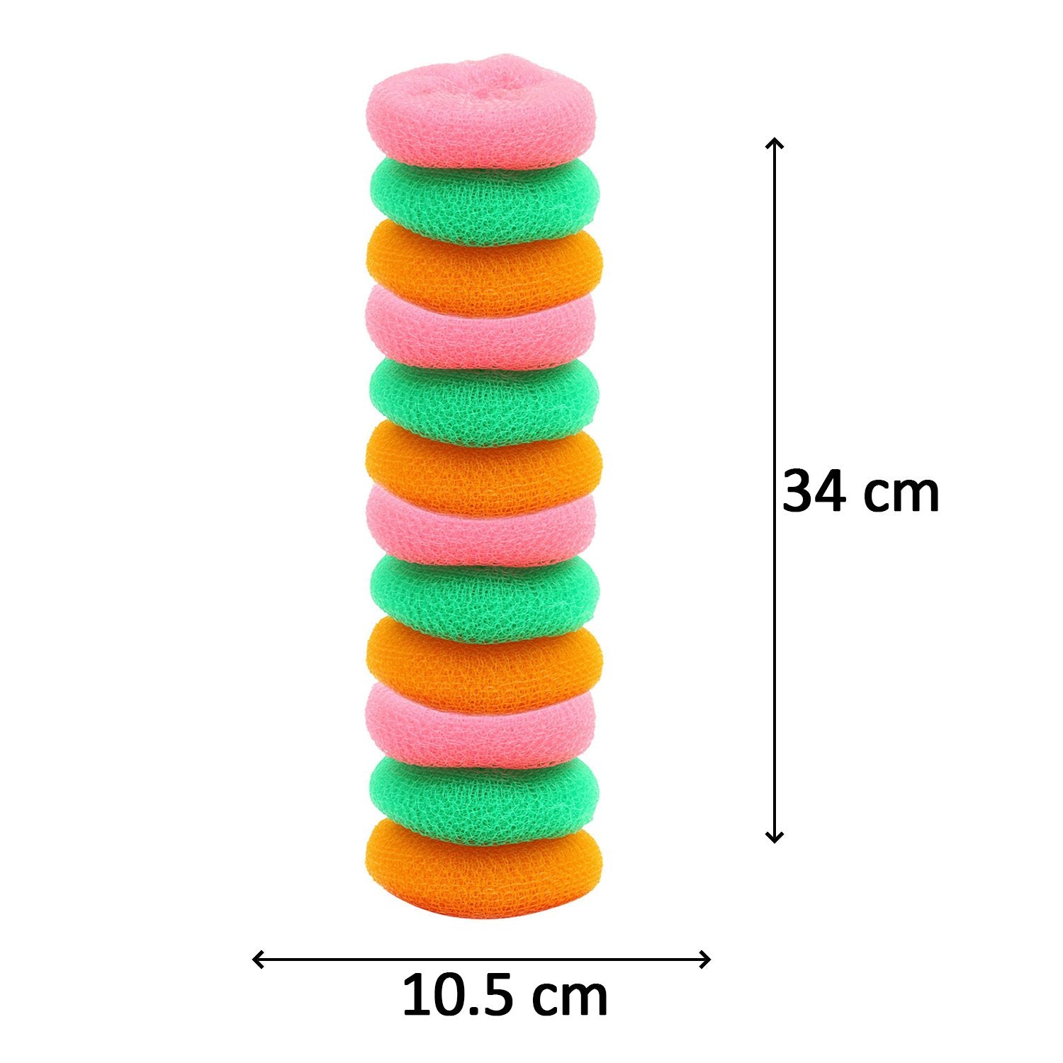 Pack of 12 Wukusy plastic scrubbers with round nylon bristles for kitchen cleaning and scrubbing tasks.