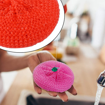 Wukusy plastic scrubber pack with 12 round nylon scrubbers for kitchen cleaning and dishwashing.