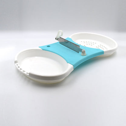 Wukusy Adjustable Cut N Wash kitchen tool for cutting and washing vegetables and fruits simultaneously in home and kitchen use.
