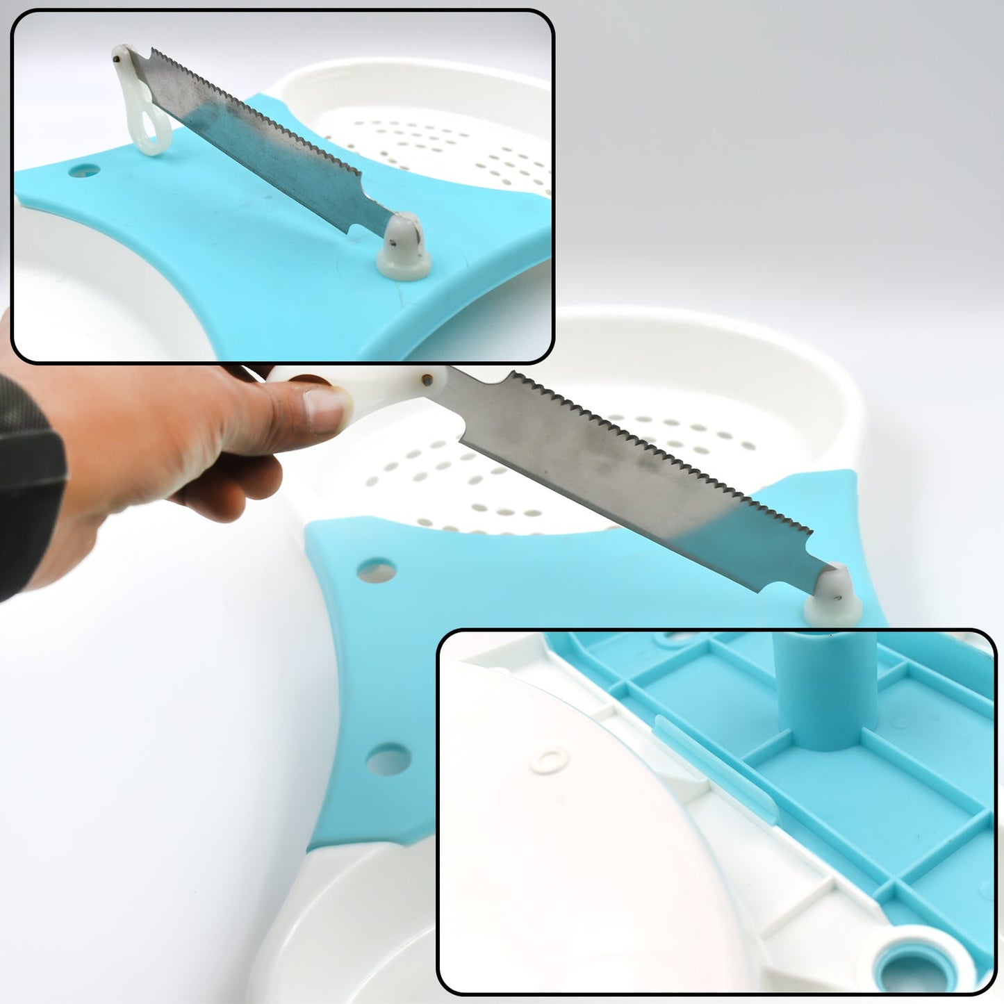Wukusy Adjustable Cut N Wash tool for kitchen, used for cutting and washing vegetables and fruits simultaneously in household.