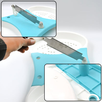 Wukusy Adjustable Cut N Wash tool for kitchen, used for cutting and washing vegetables and fruits simultaneously in household.