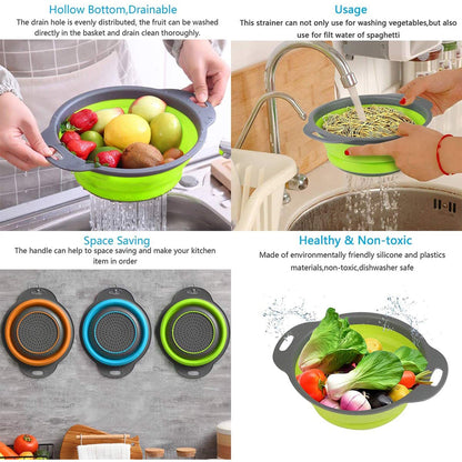 Wukusy round Sili strain used as a foldable kitchen utensil for household and official kitchen purposes.