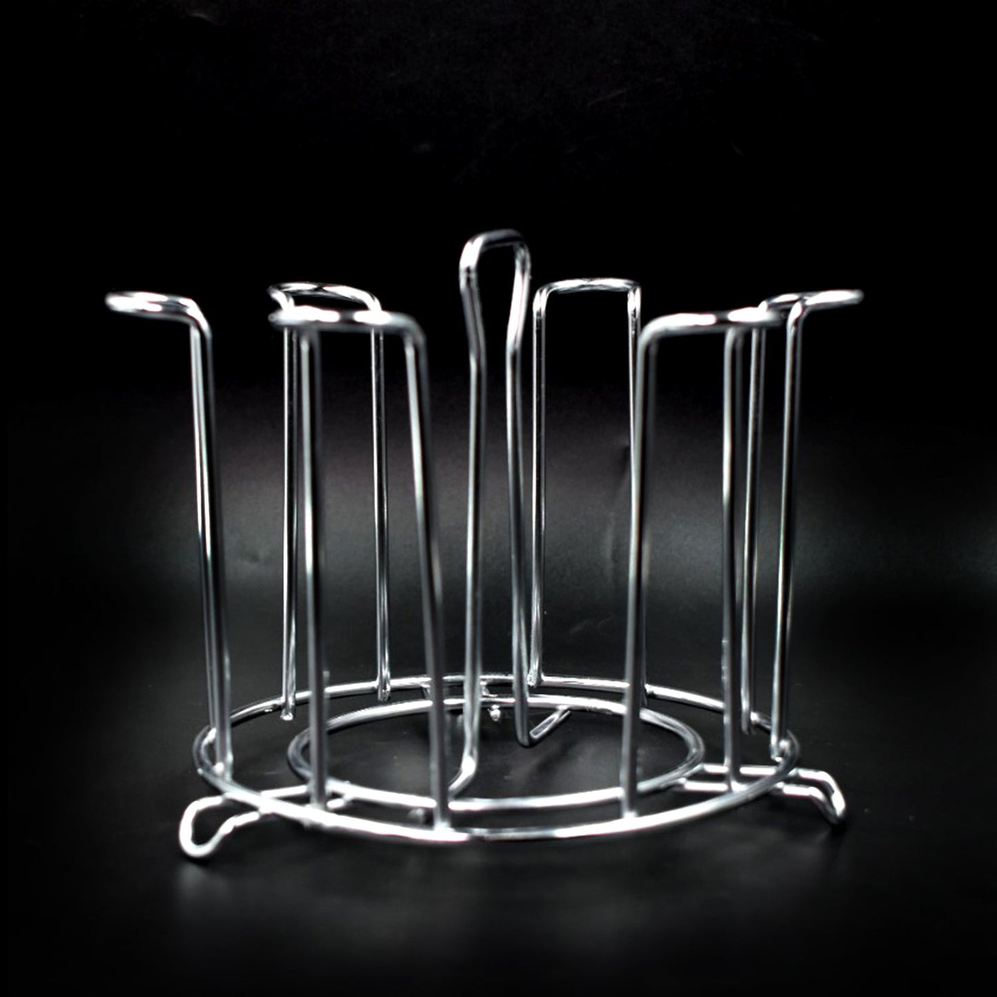 Wukusy stainless steel round glass stand for holding sensitive glasses, suitable for home and kitchen use in various settings.