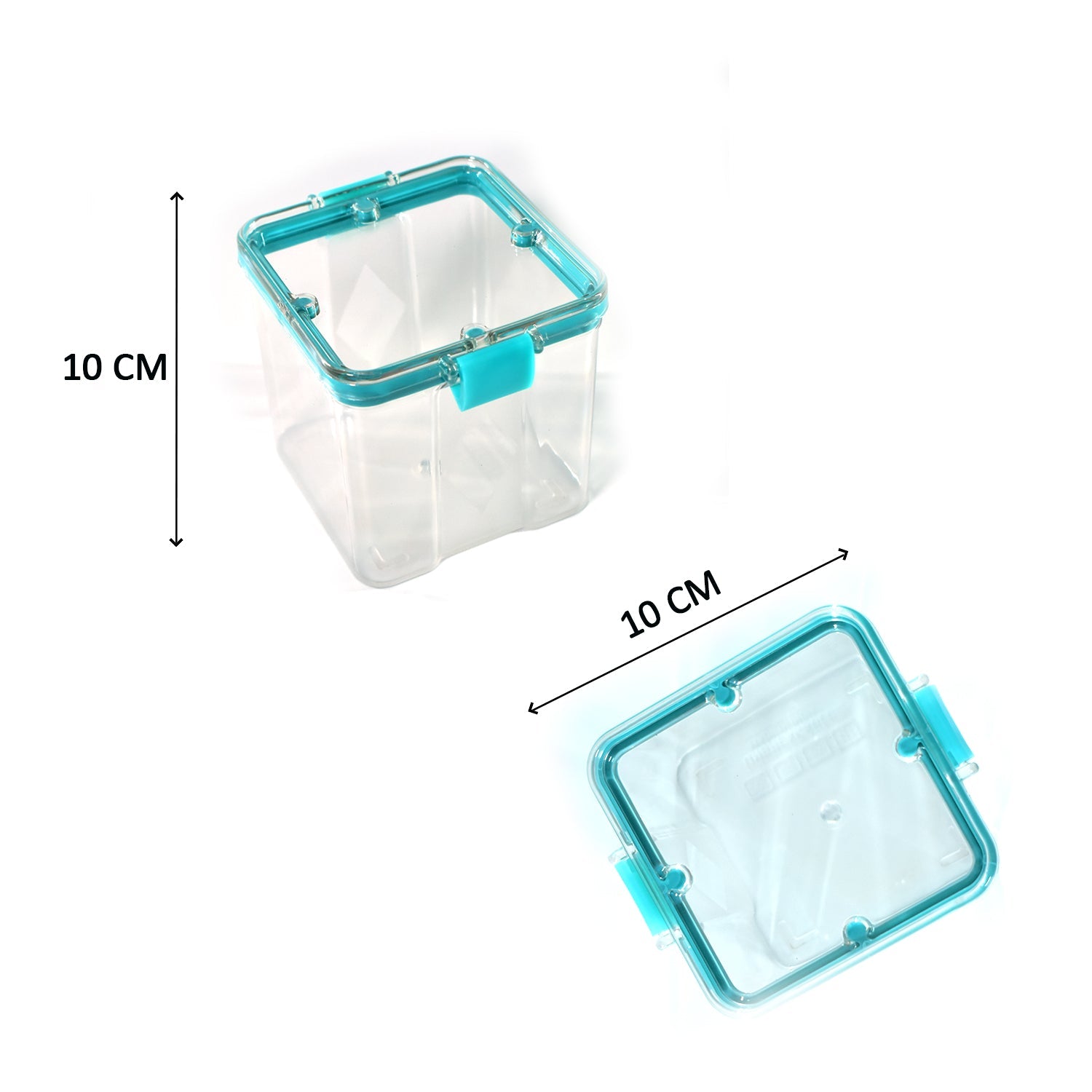 Wukusy 4-piece square storage containers, 700ml, for storing food and kitchen items in a home and kitchen setting.
