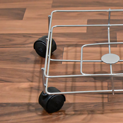 Wukusy square oil stand for carrying oil bottles and jars easily, made of stainless steel for secure storage in home and kitchen.