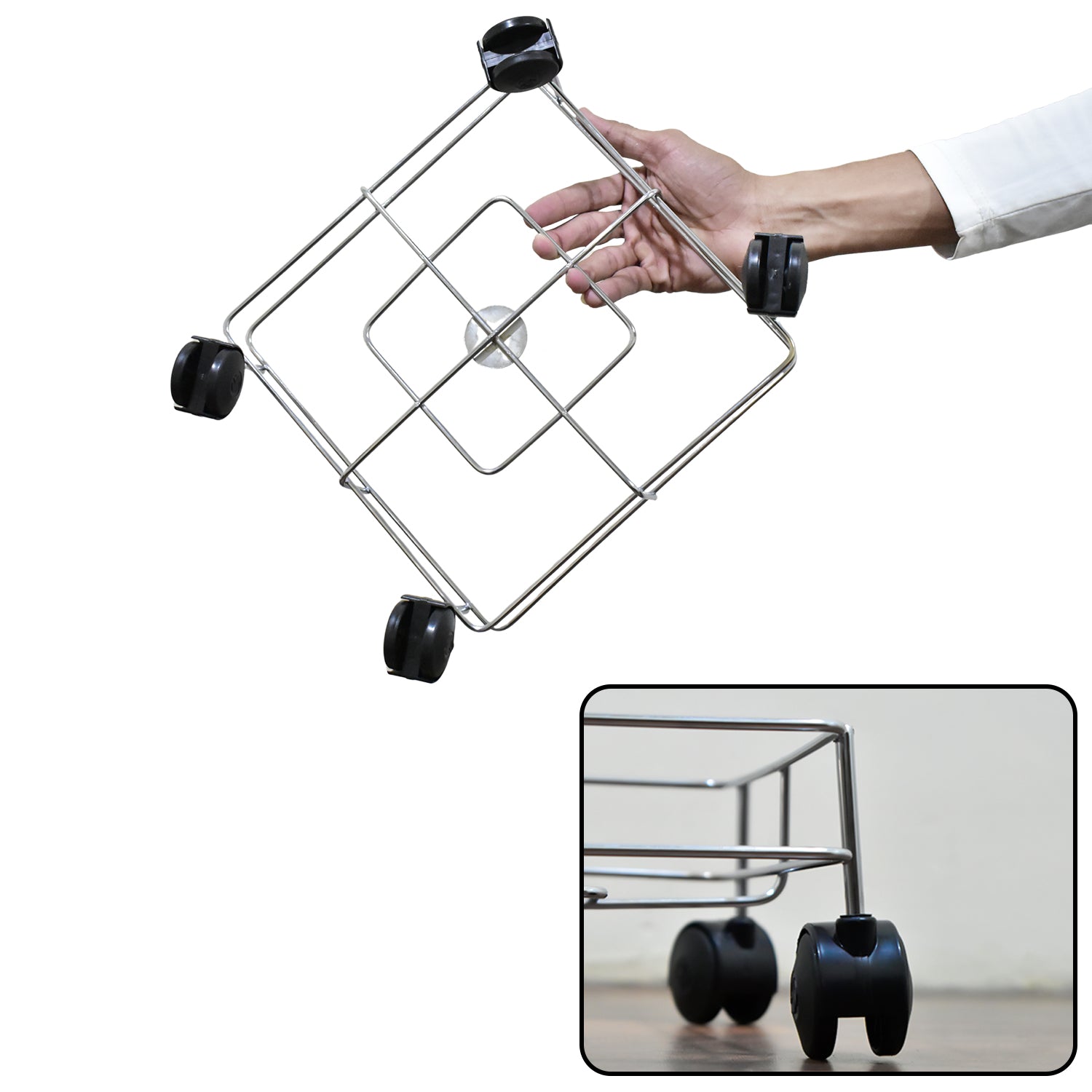 Wukusy SS square oil stand for carrying oil bottles and jars easily, ideal for organizing kitchen oils and jars efficiently.