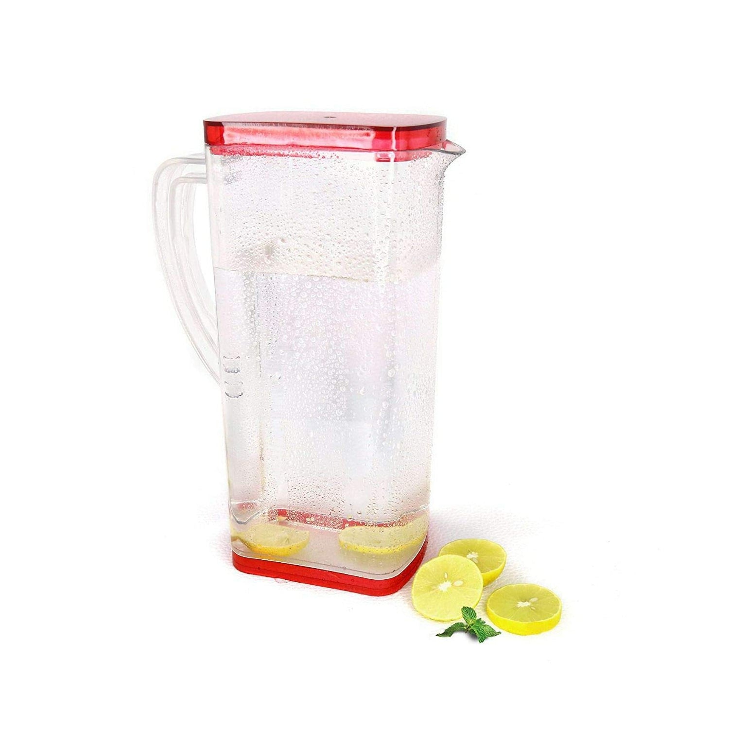 Wukusy 2000ml square jug for carrying water, juices, and beverages, shown with clean, clear plastic design for kitchen use.
