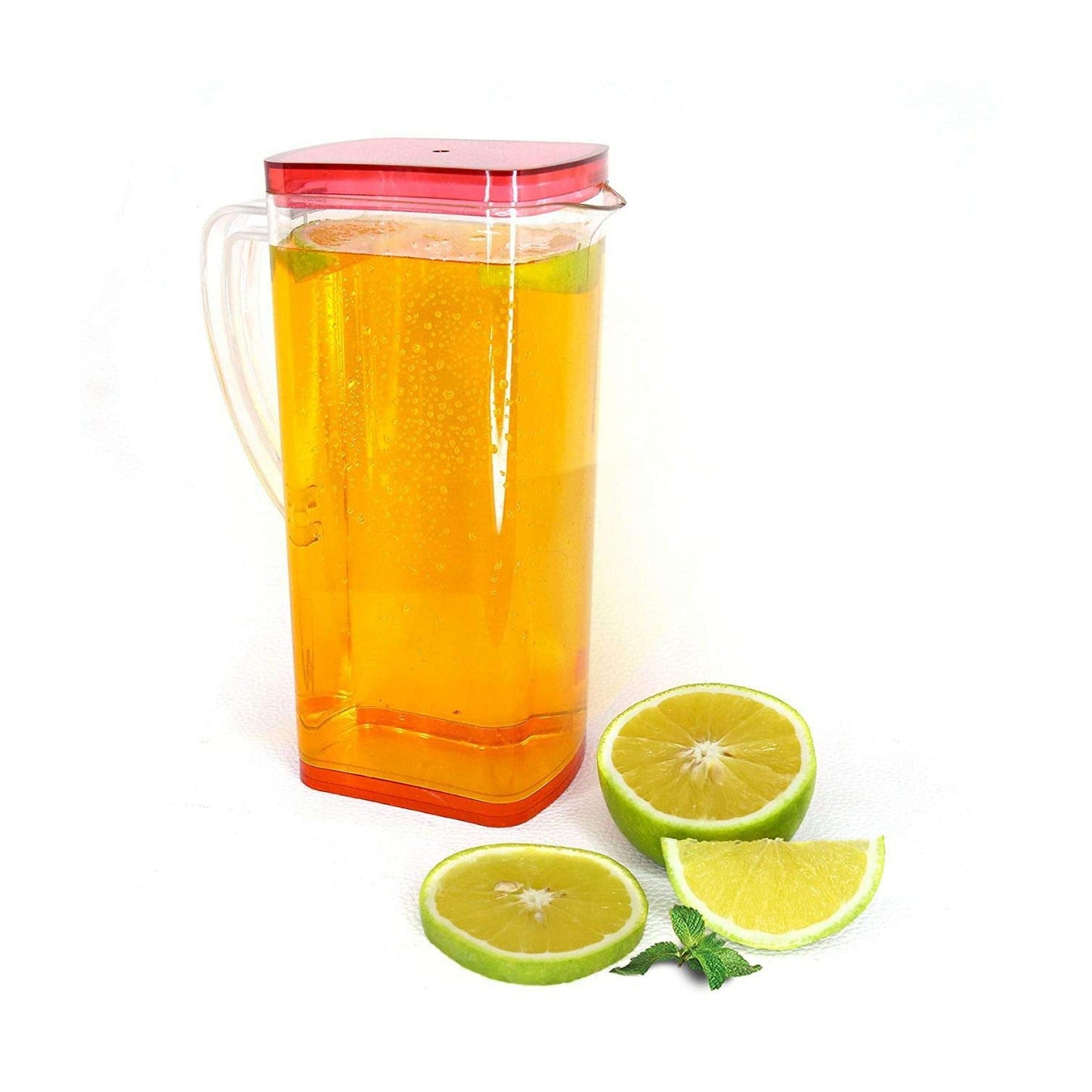 Wukusy 2000ml square jug for water, juices, and beverages, featuring a clear plastic design with a handle for easy pouring.