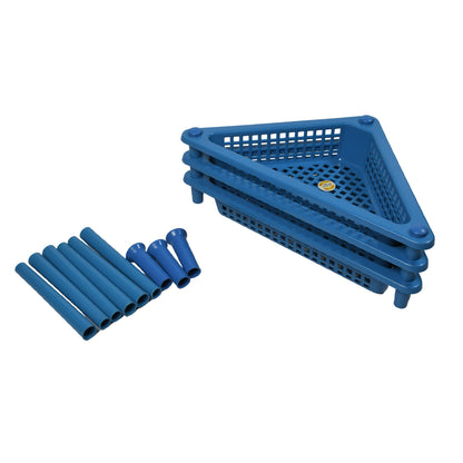 Wukusy 3-tier plastic triangle storage rack for kitchen, living room, bathroom, or office organization.
