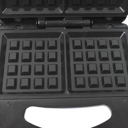 Wukusy waffle maker with non-stick plates, two square-shaped waffles, indicator lights, and easy-to-use design for home kitchen use.