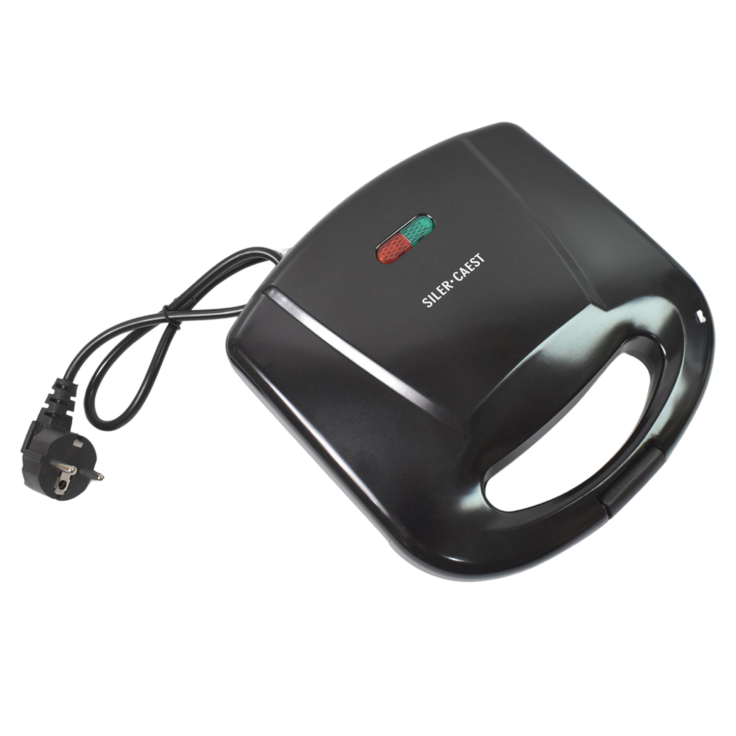 Wukusy waffle maker with non-stick plates, making two square-shaped waffles, featuring indicator lights for easy use.