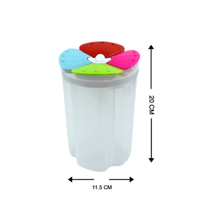 Wukusy 4-section transparent plastic food storage container with airtight lid for kitchen organization and food storage.