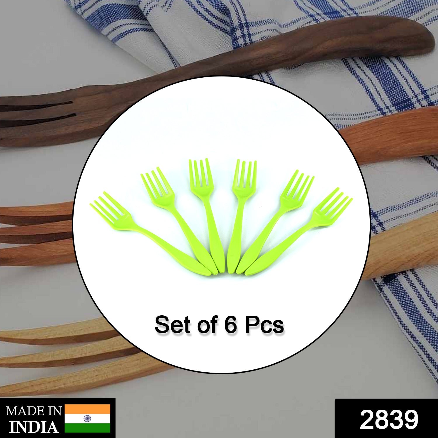 Wukusy small plastic 6-piece serving fork set for kitchen use, featuring lightweight, durable utensils for serving food.