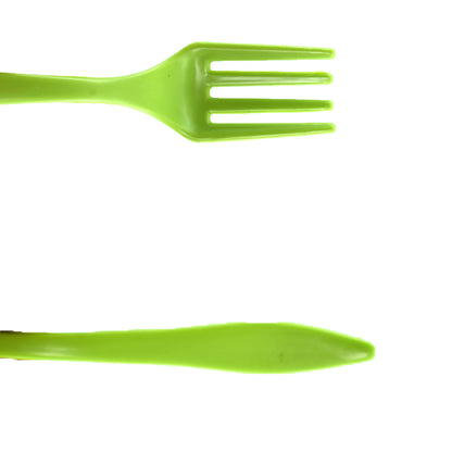 Set of six small plastic serving forks by Wukusy, ideal for kitchen use, arranged on a clean surface for home dining.
