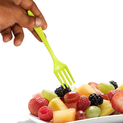 Wukusy small plastic 6-piece serving fork set for kitchen use, with six lightweight forks suitable for serving food.