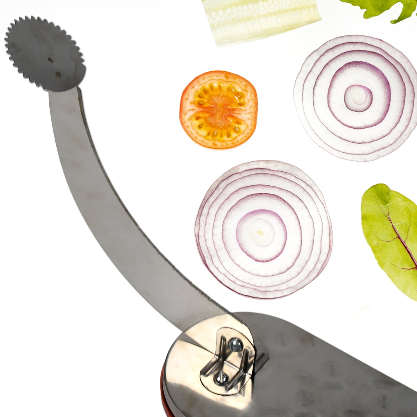 Wukusy 2841c Steel Vegetable Cutter with color box, premium quality for slicing fruits, vegetables, and meats in home kitchen.