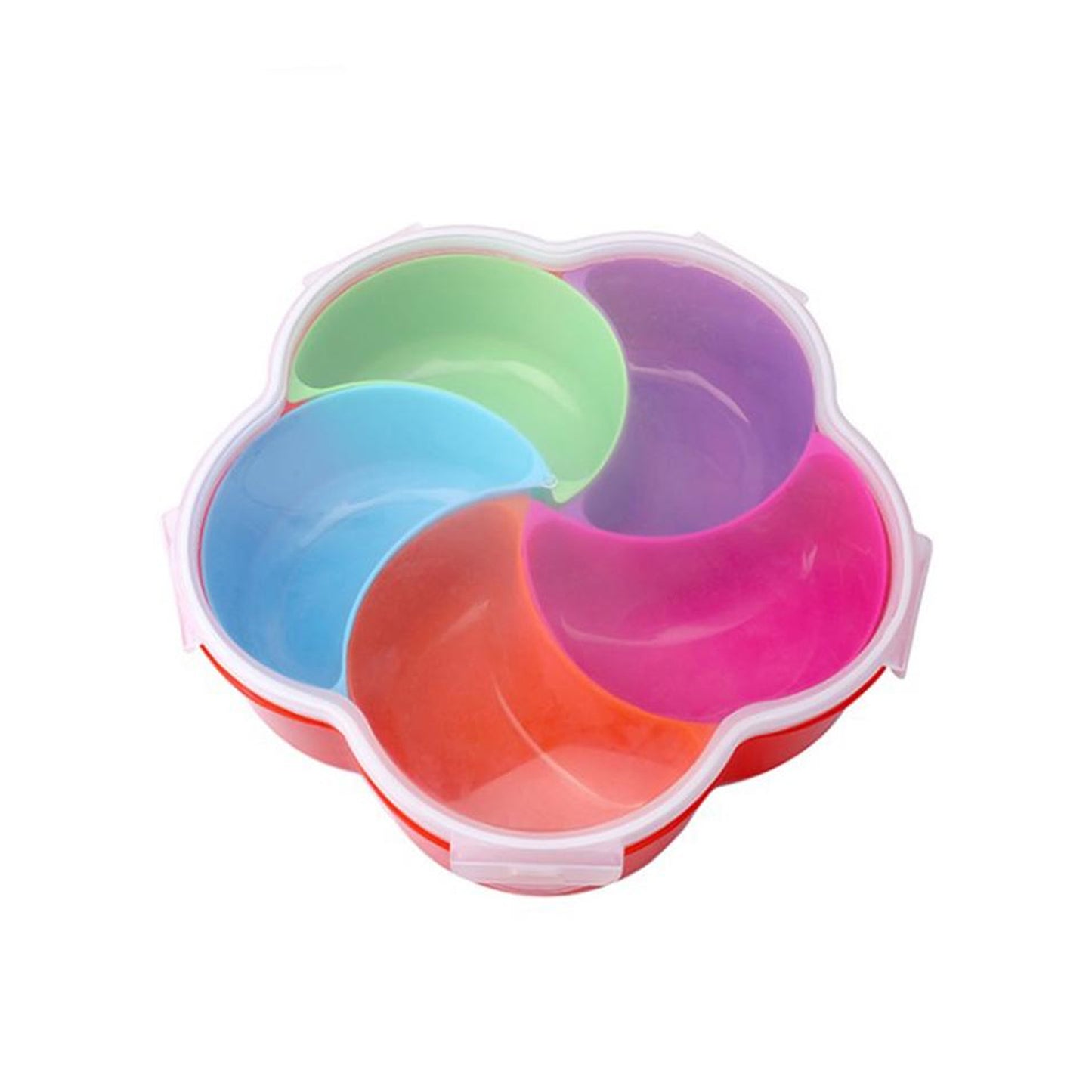 Wukusy 5-compartment food storage box for snacks, nuts, fruits, and candies, ideal for home kitchen organization and serving.