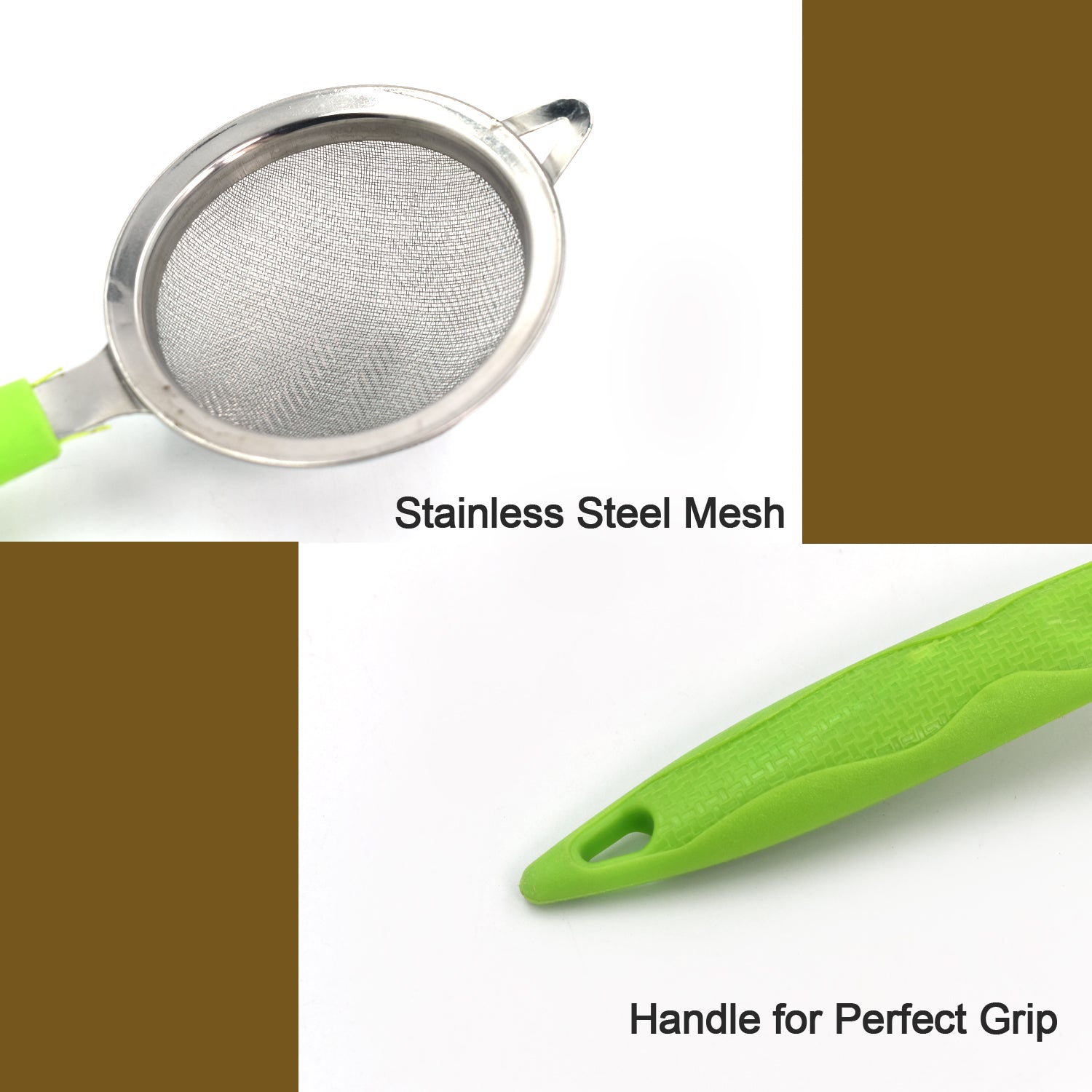 Wukusy tea and coffee strainer filter with stainless steel mesh for home brewing, showing the fine mesh and handle design.