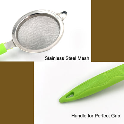 Wukusy tea and coffee strainer filter with stainless steel mesh for home brewing, showing the fine mesh and handle design.
