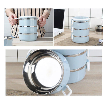 Wukusy 3-layer stainless steel hot lunch box with multiple compartments for home and kitchen use.
