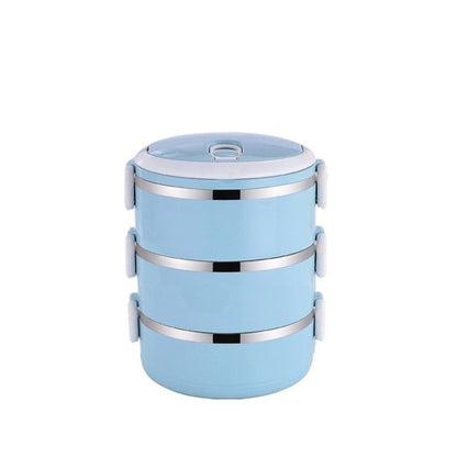 Wukusy 2872 multi-layer stainless steel hot lunch box with three compartments for home and kitchen use.